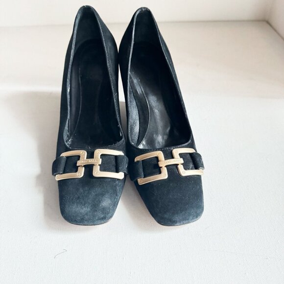 Boss Hugo Boss Black Suede Wedge Heels 37 - Picture 2 of 9